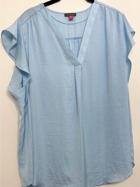 Vince Camuto Light Blue Flutter Sleeve Top XL